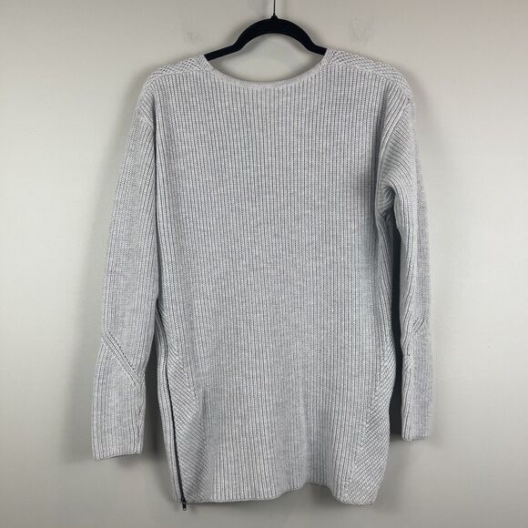 Cabi Womens Sweater M Cloud Gray Deep V Pullover Side Zip Cotton Style 3531 - Picture 8 of 10